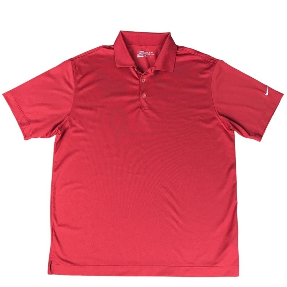 Nike Golf Polo Shirt Dri Fit Stretchy Athletic Short Sleeve Burgundy Mens Size L